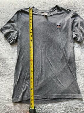 Bella Canvas Gray Short Sleeve Tee with Small Embroidered Cow with Shades Patch